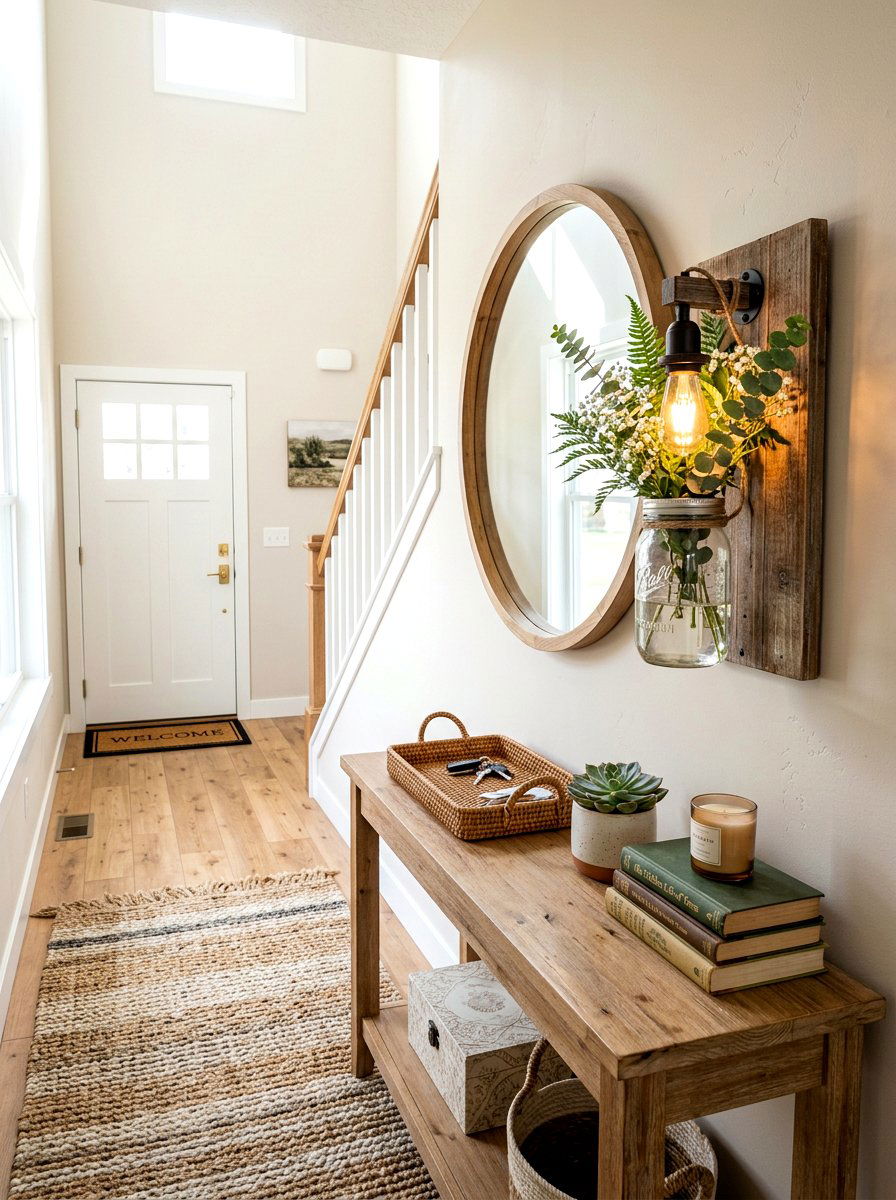 Mason Jar Wall Sconce - 25 Spring Mason Jar Craft Ideas