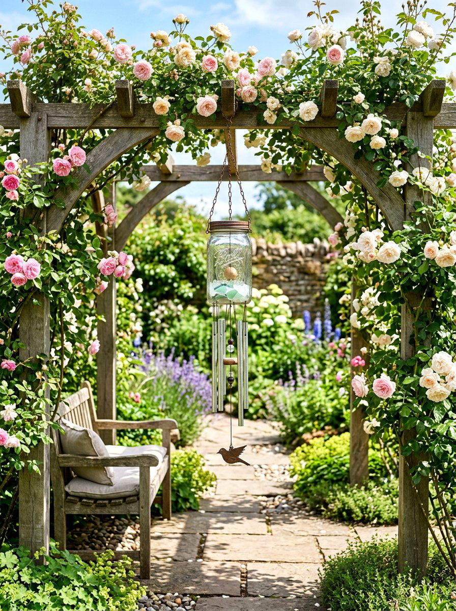 Mason Jar Wind Chime - 25 Spring Mason Jar Craft Ideas