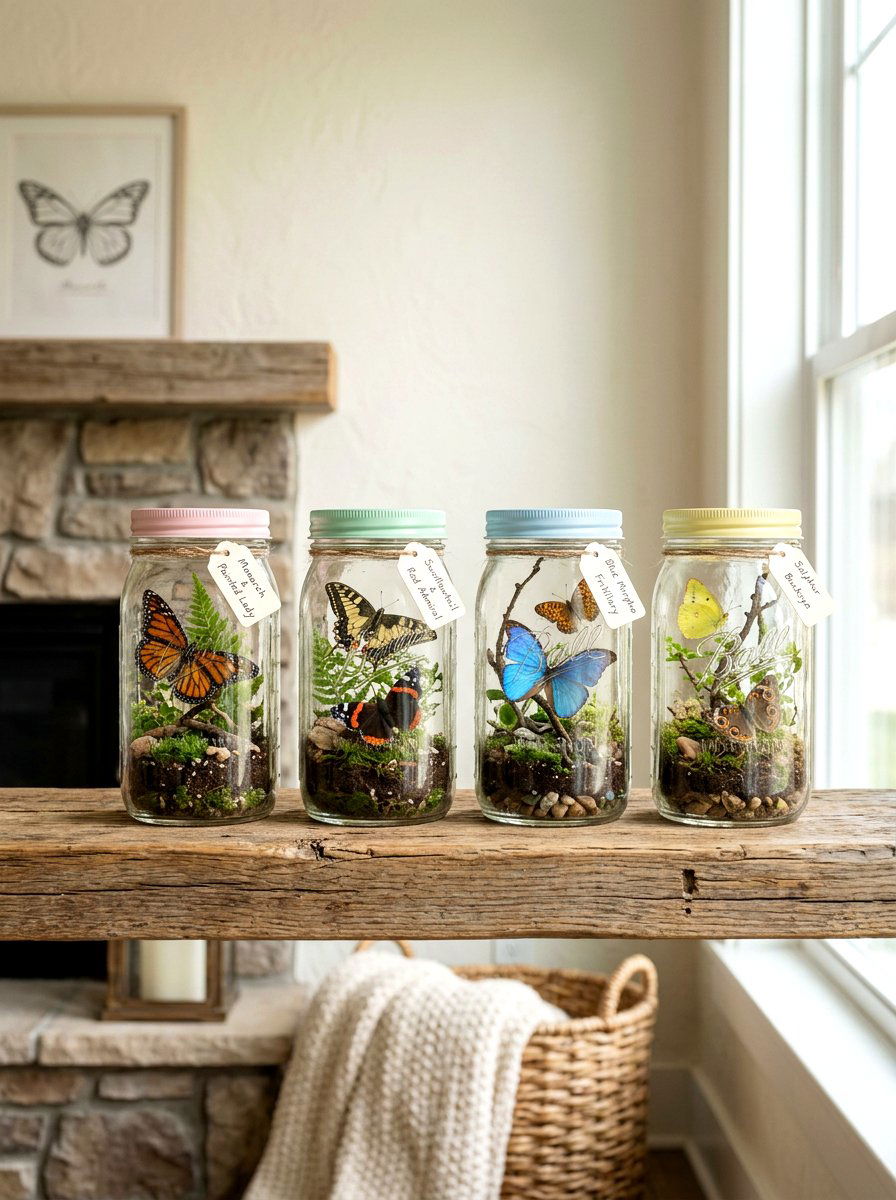 Mason jar butterfly terrarium - 25 Spring Butterfly Terrarium Ideas