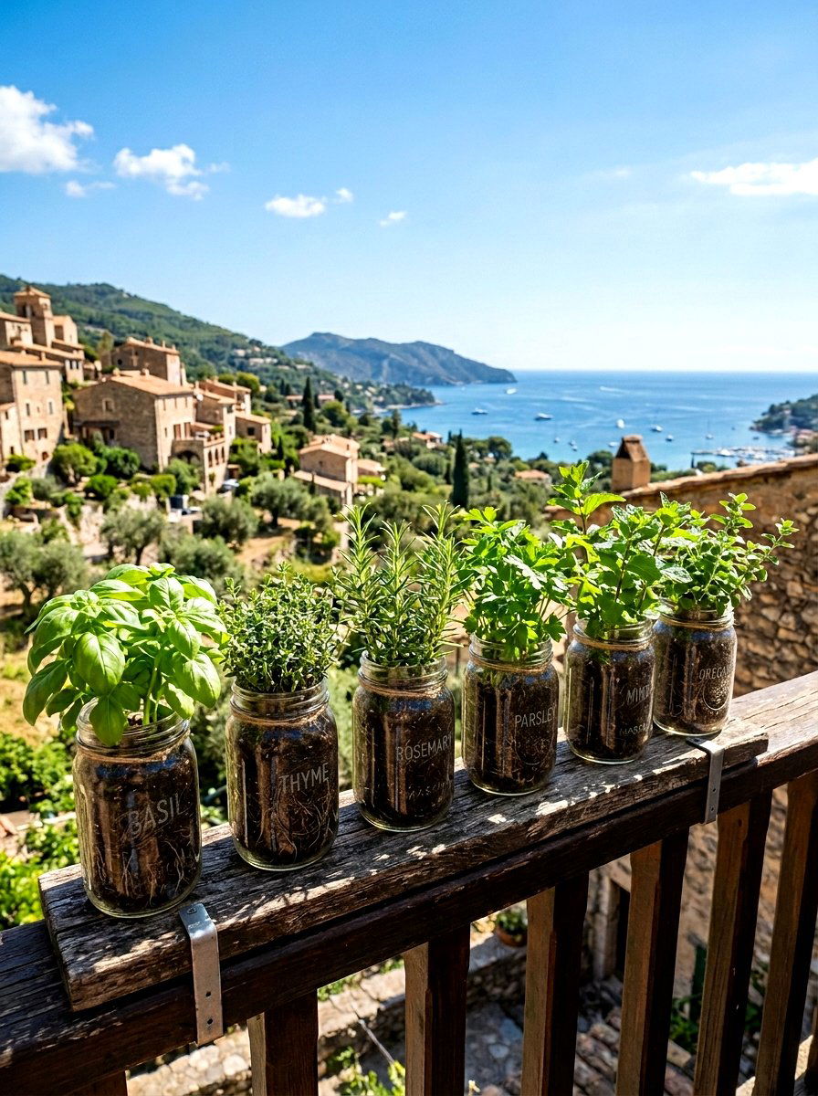 Mason jar herb garden - 25 Spring Balcony Herb Garden Ideas