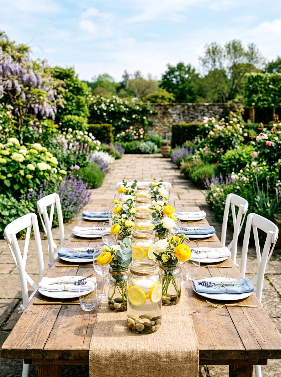 Mason jar table centerpieces - 25 Spring Outdoor Candle Ideas