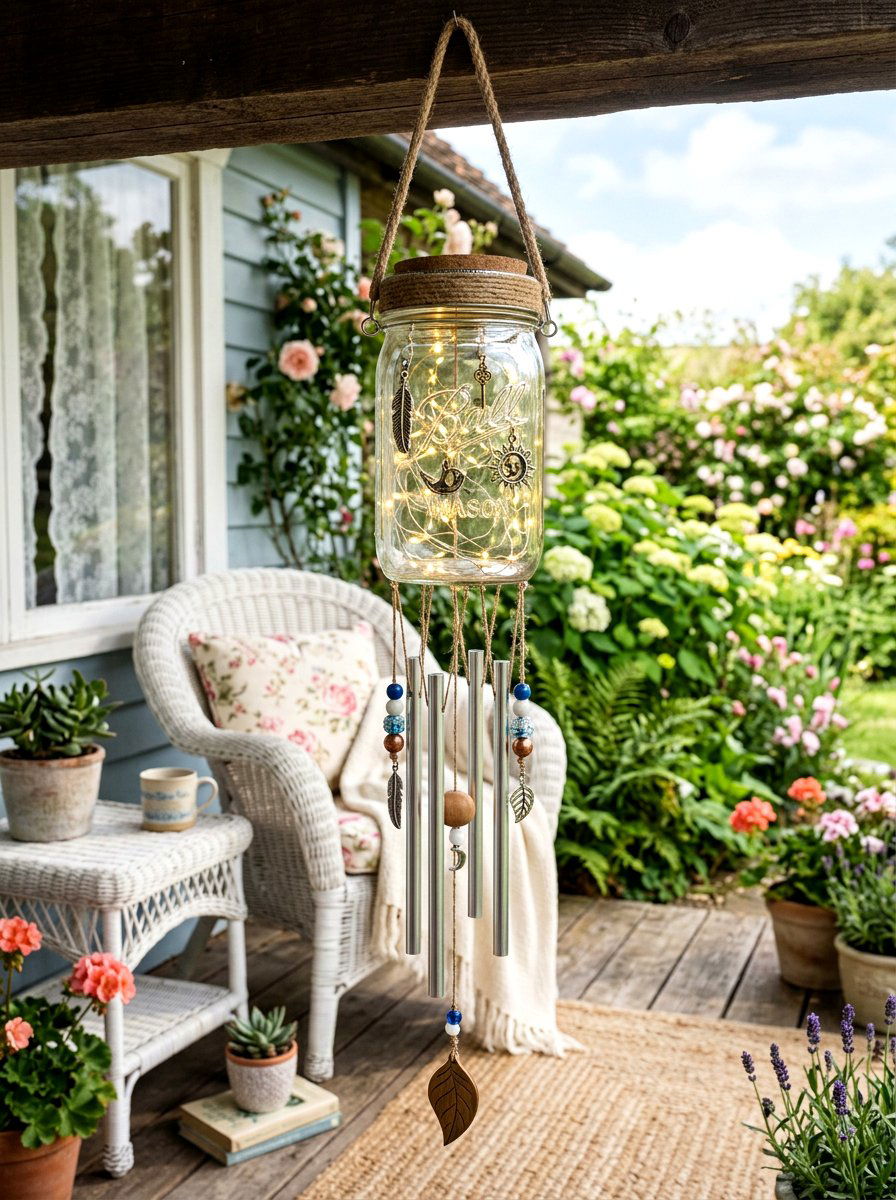 Mason jar wind chime - 25 Spring DIY Wind Chime Ideas