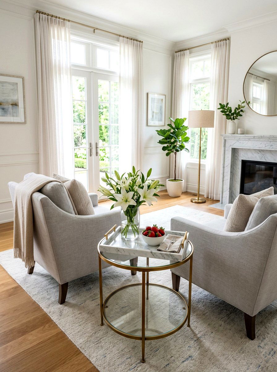 Master Suite Sitting Area Marble Tray - 25 Spring Marble Tray Decor Ideas