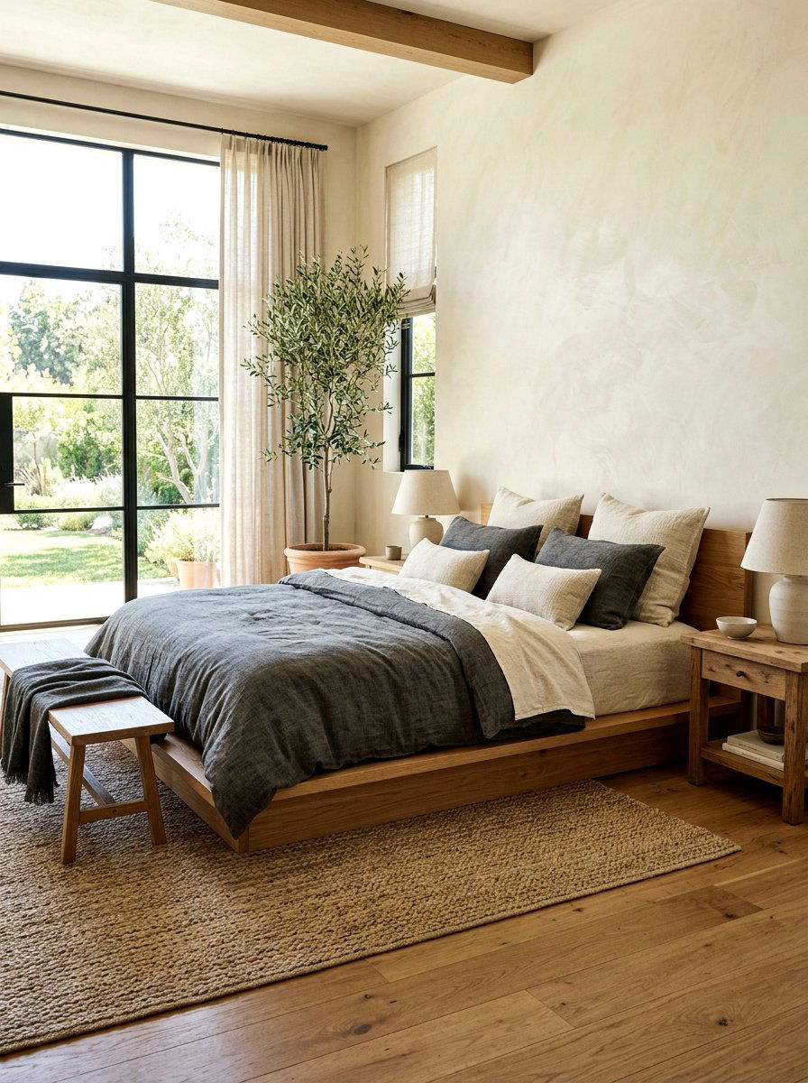 Master Suite With Hemp Bedding Layers - 25 Spring Wabi Sabi Decor Ideas