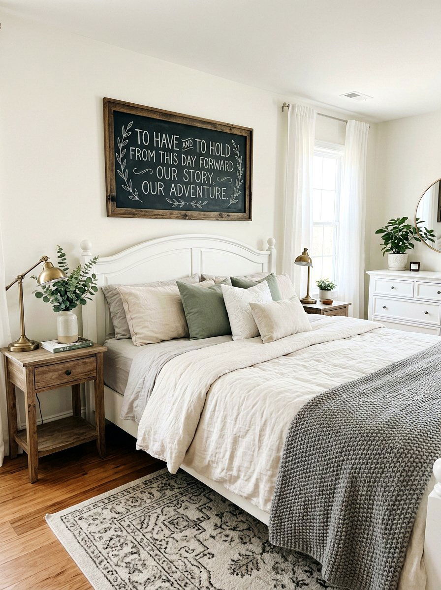 Master bedroom romantic quote chalkboard - 25 Spring Chalkboard Decor Ideas