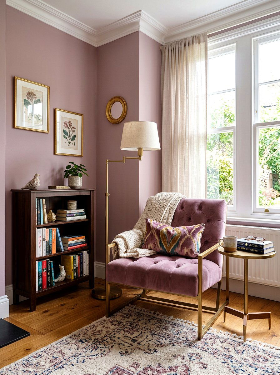 Mauve reading nook - 25 Spring Pastel Color Palette Ideas