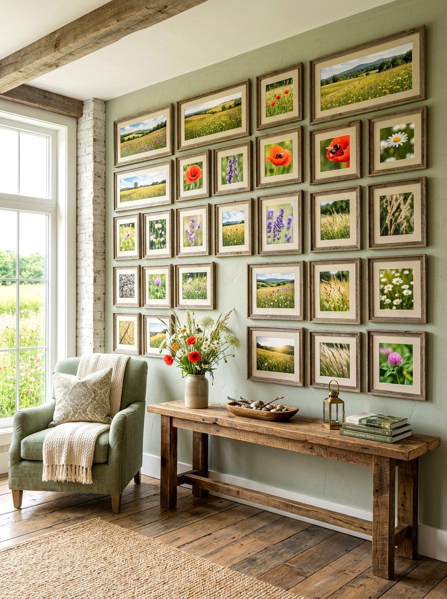 Meadow Wildflower Photography Wall - 25 Spring Gallery Wall Ideas
