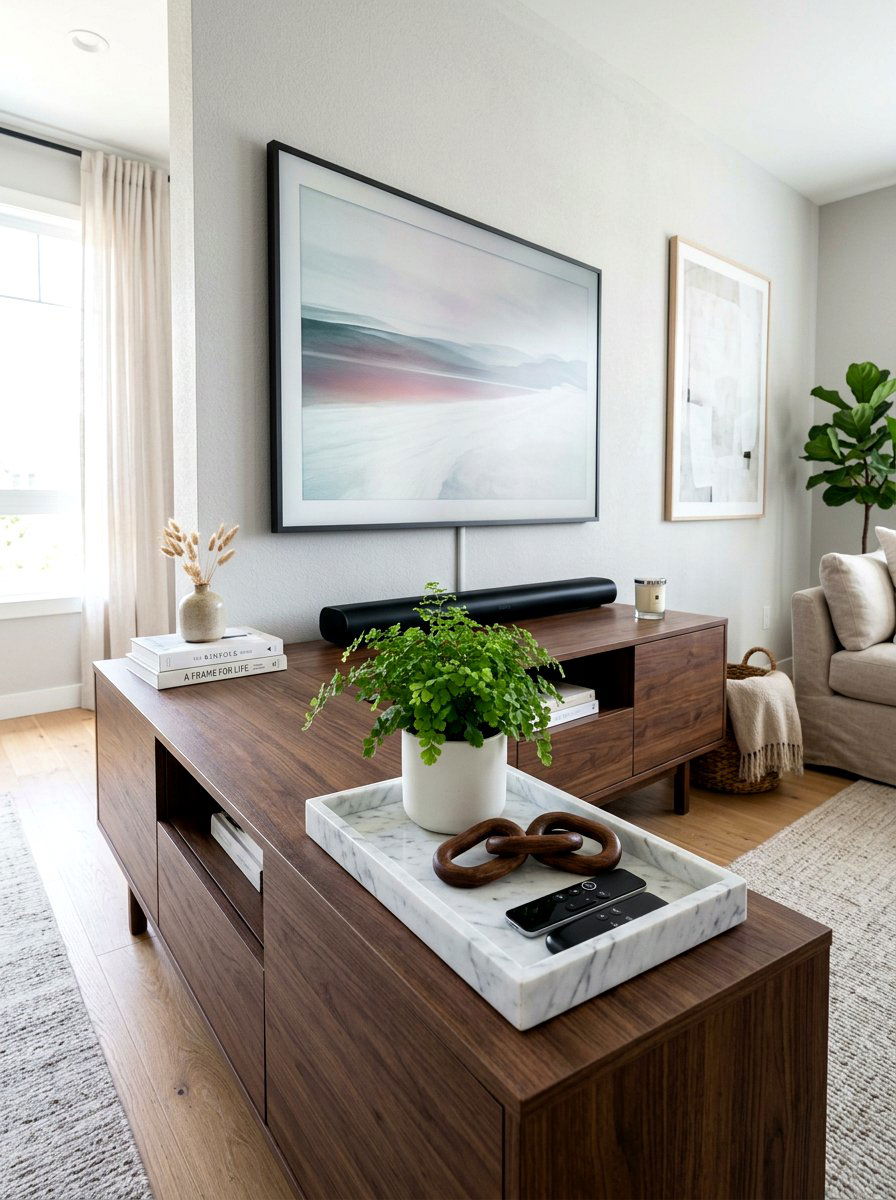 Media Console Marble Tray - 25 Spring Marble Tray Decor Ideas