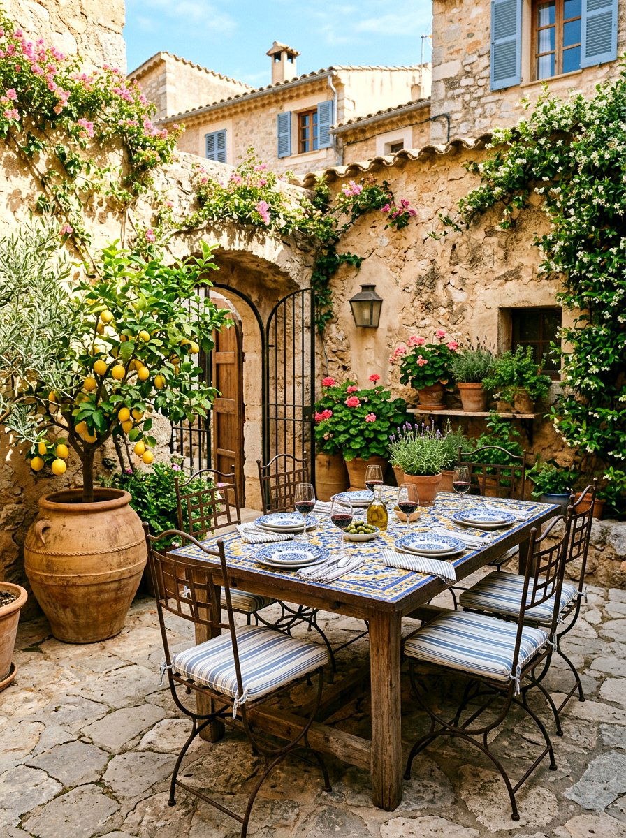 Mediterranean Courtyard Dining - 25 Spring Al Fresco Dining Ideas