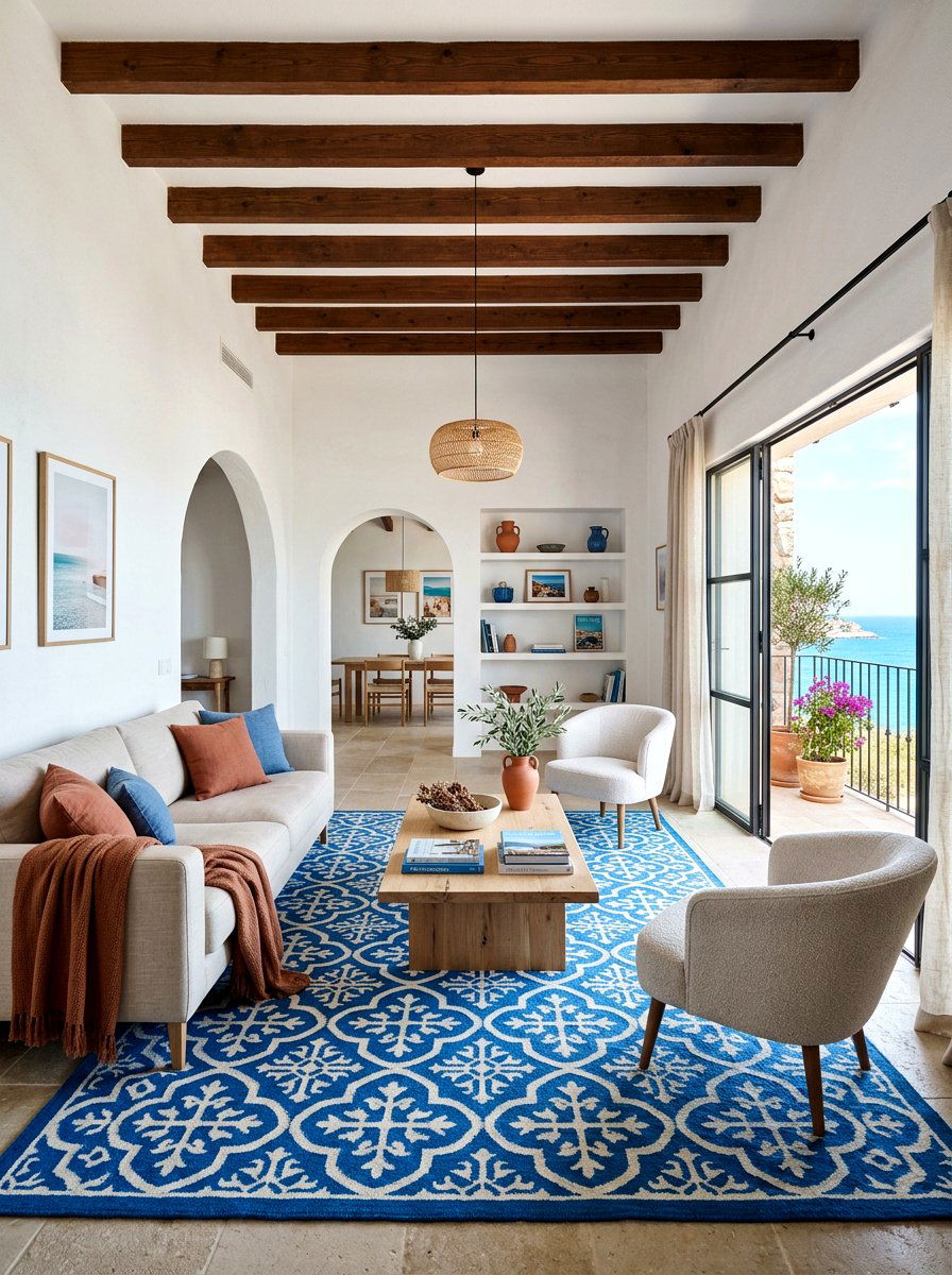 Mediterranean Tile Rug - 25 Spring Living Room Rug Ideas