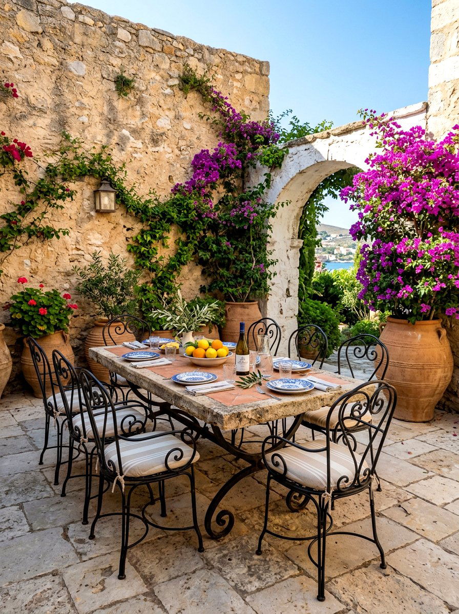 Mediterranean patio dining - 25 Spring Outdoor Dining Table Ideas