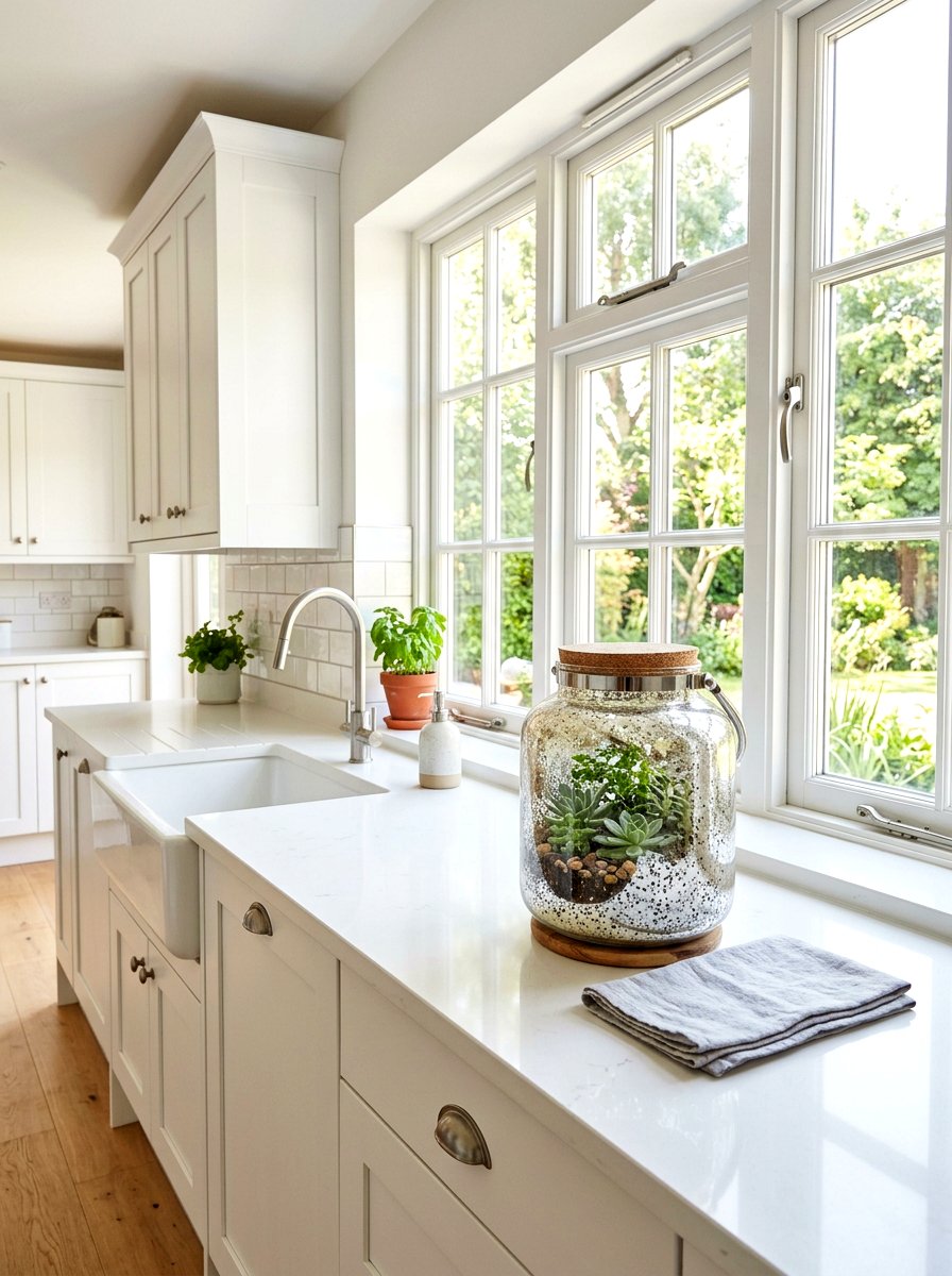 Mercury glass terrarium with succulents - 25 Spring Mercury Glass Decor Ideas