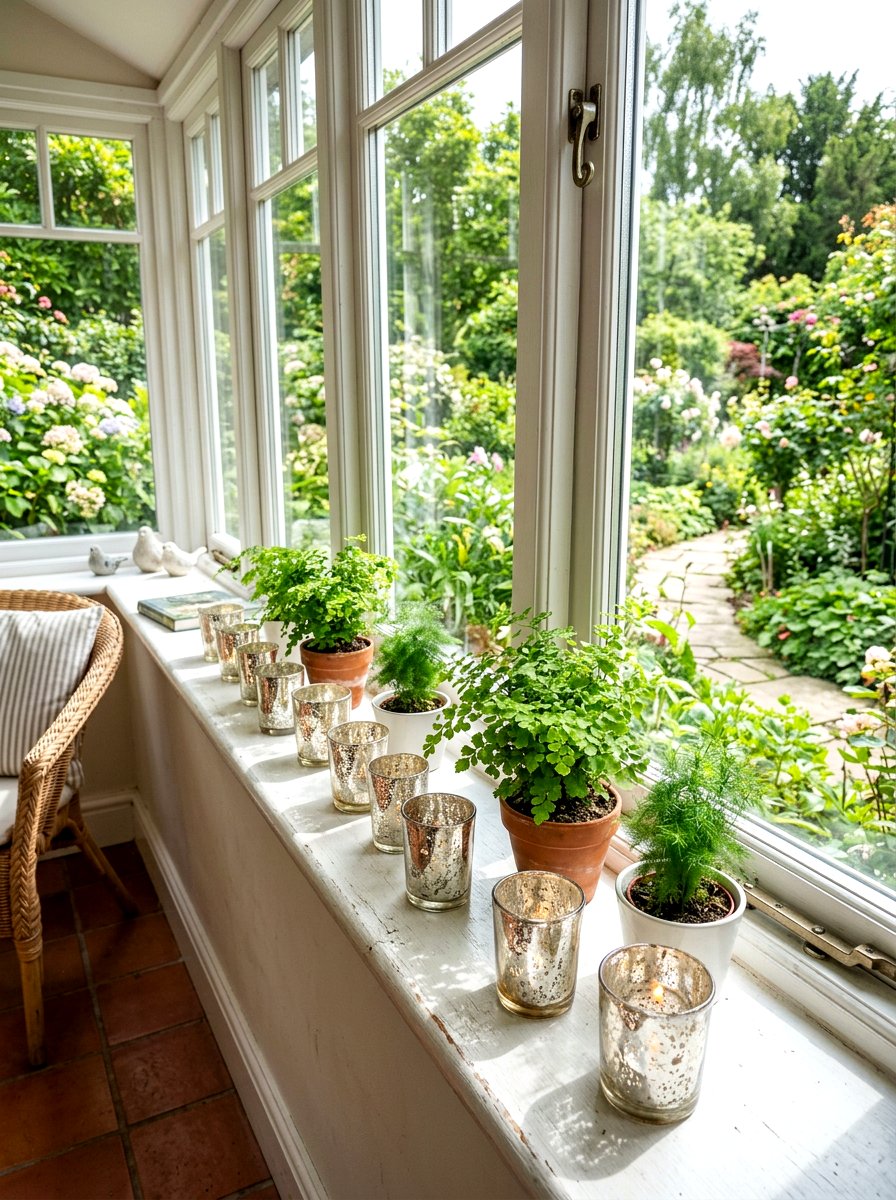 Mercury glass votives with spring greenery - 25 Spring Mercury Glass Decor Ideas
