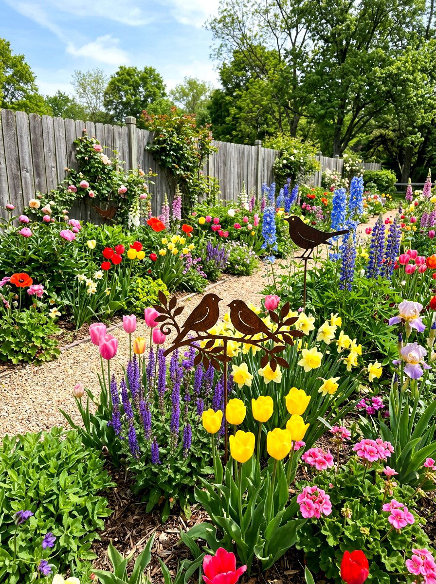 Metal Bird Garden - 25 Spring Bird Decor Ideas