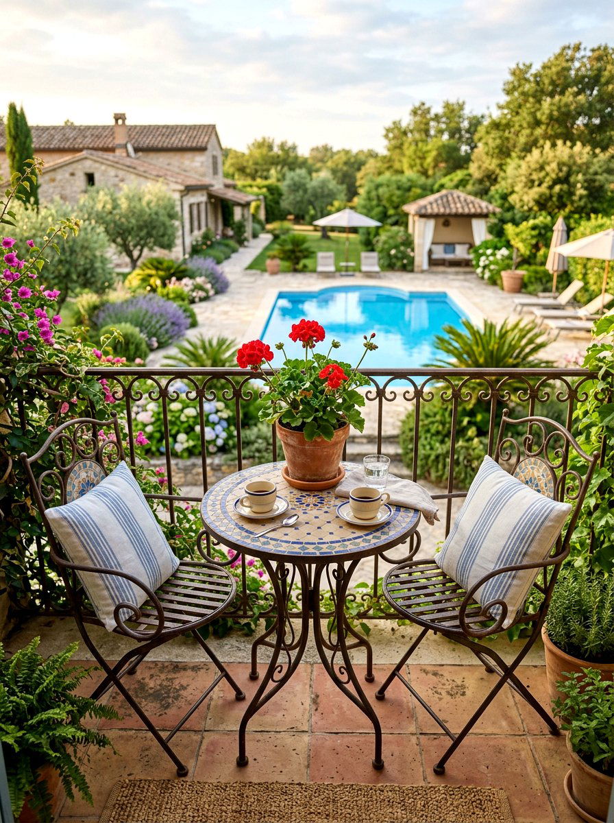 Metal Bistro Set - 25 Spring Pool Area Decor Ideas