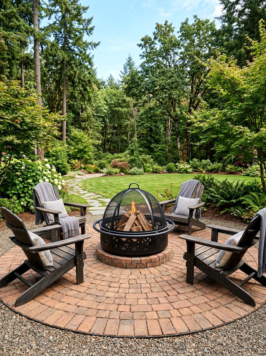 Metal Fire Pit With Mesh Cover - 25 Spring Fire Pit Area Decor Ideas