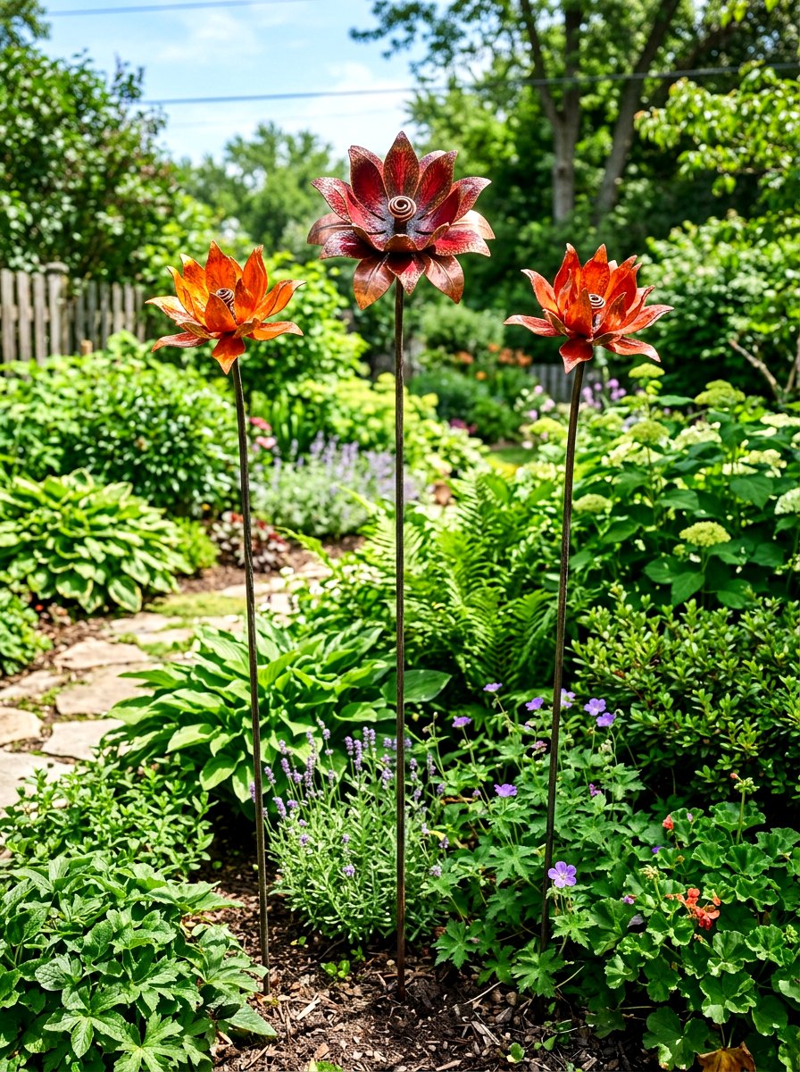 Metal Flower Stake - 25 Spring Garden Art Ideas