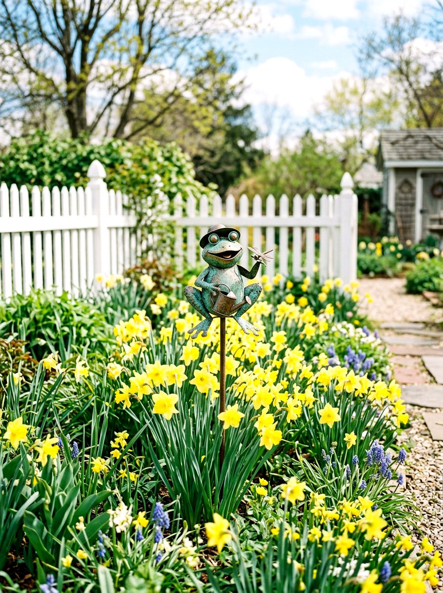 Metal Frog Garden Stakes - 25 Spring Frog Garden Decor Ideas