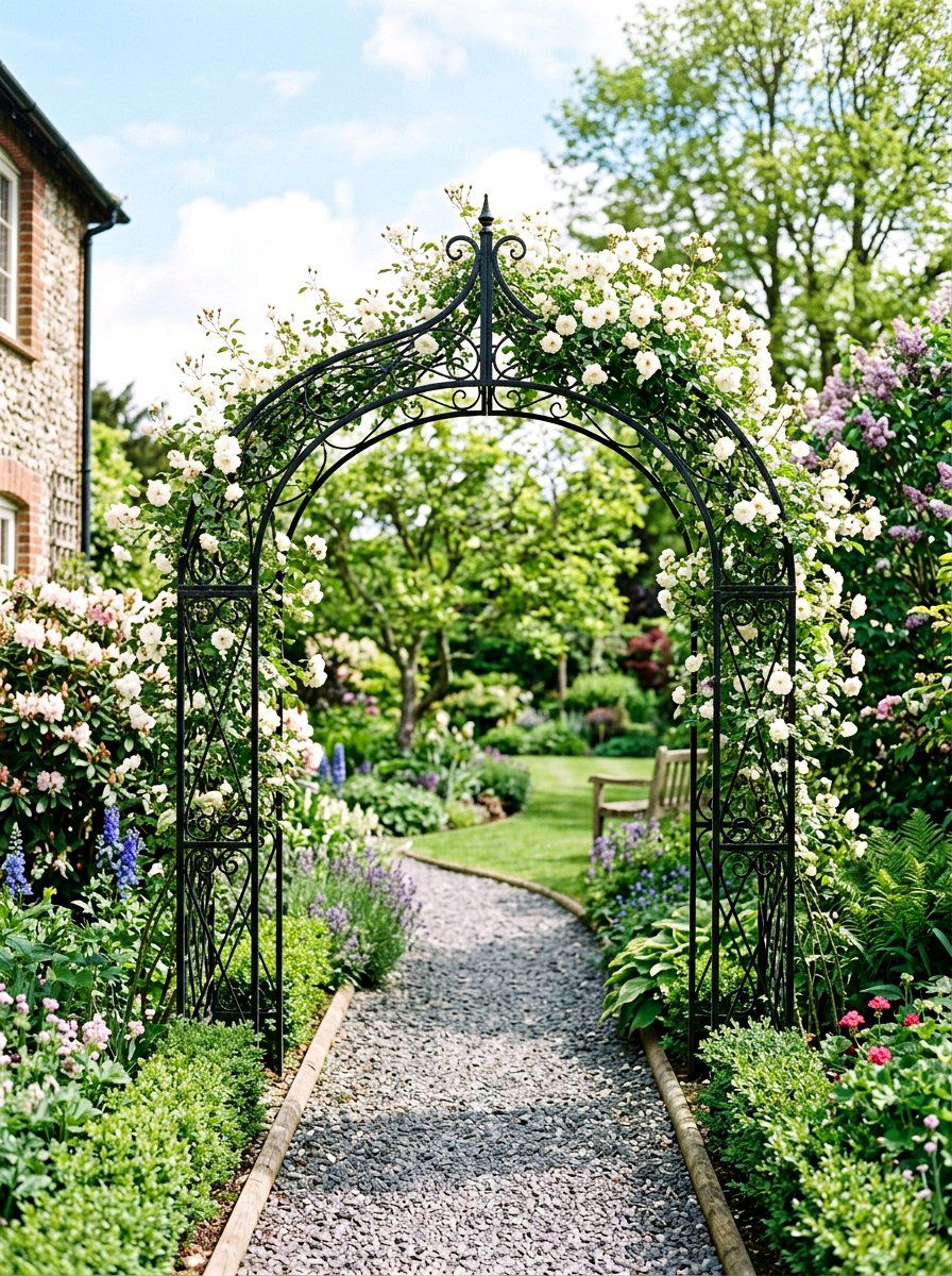 Metal Garden Arch - 25 Spring Side Yard Decor Ideas