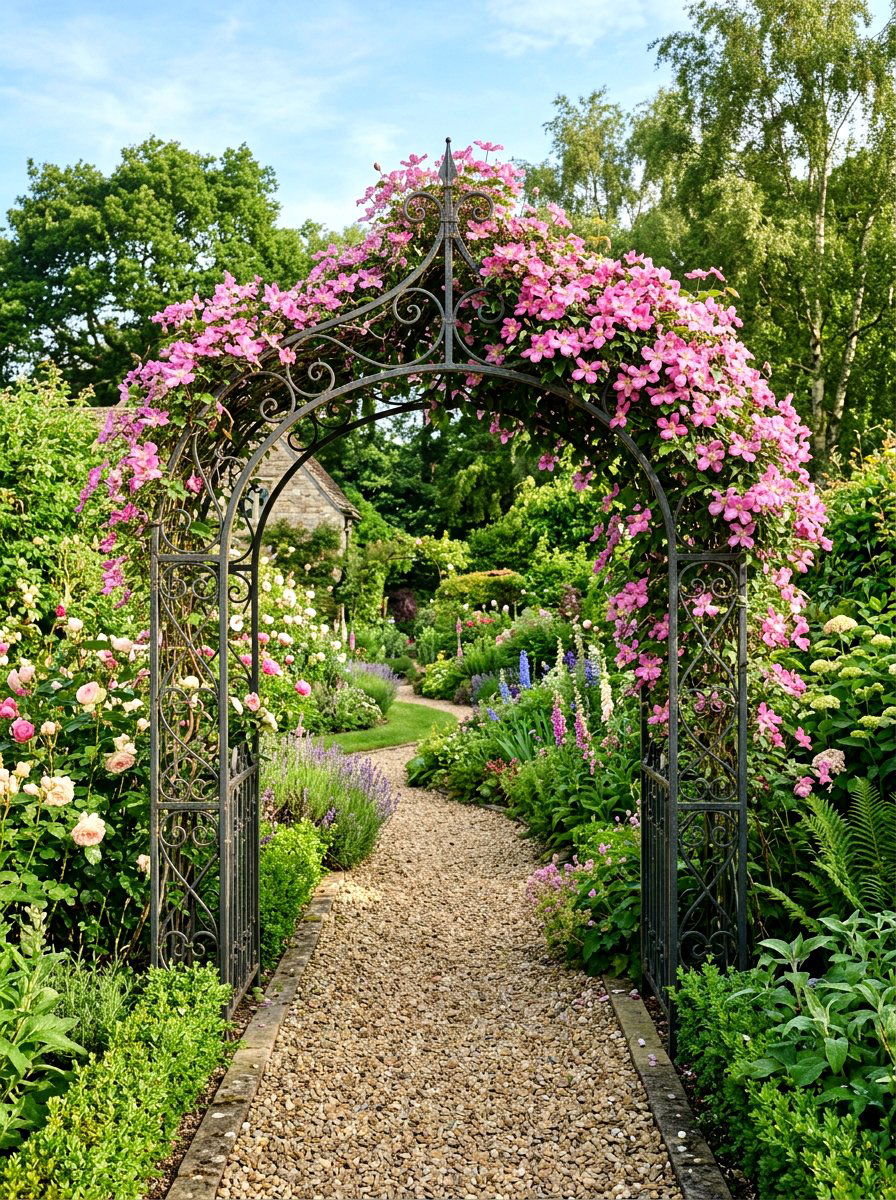 Metal Garden Archway - 25 Spring Clematis Trellis Ideas