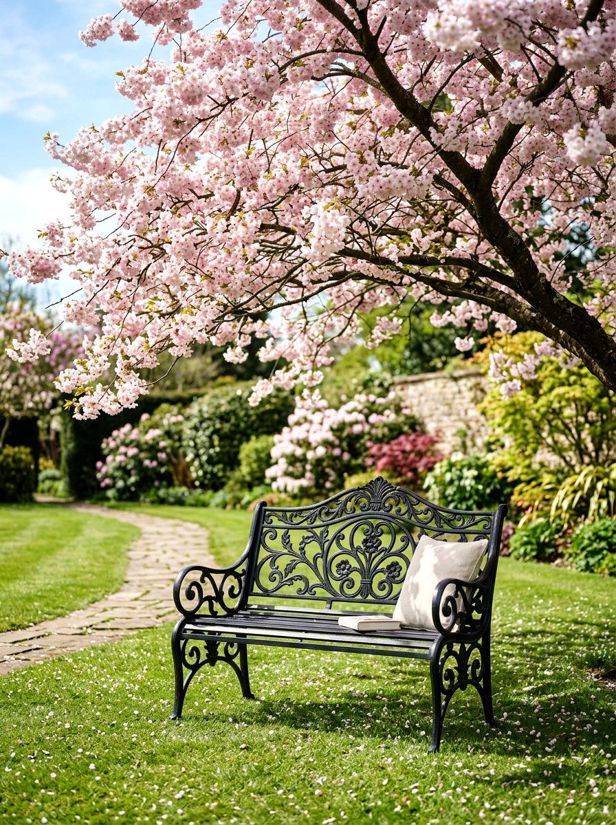 Metal Garden Bench - 25 Spring Yard Decor Ideas