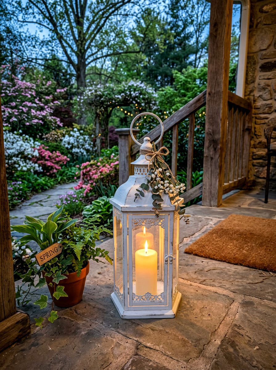 Metal Garden Lantern - 25 Spring Thrift Flip Decor Ideas