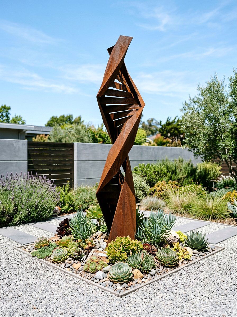 Metal Garden Sculpture - 25 Spring Patio Corner Decor Ideas