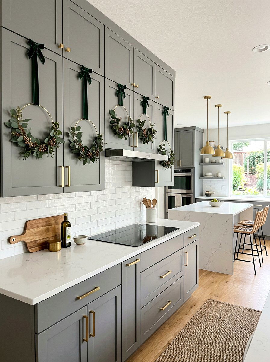 Metal Hoop Wreath - 25 Spring Cabinet Wreath Ideas