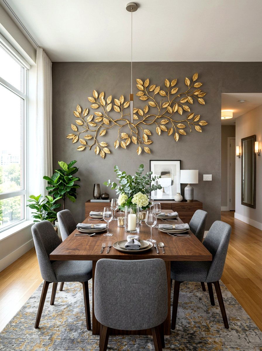 Metal Leaf Branch Sculpture - 25 Spring Dining Room Wall Decor Ideas