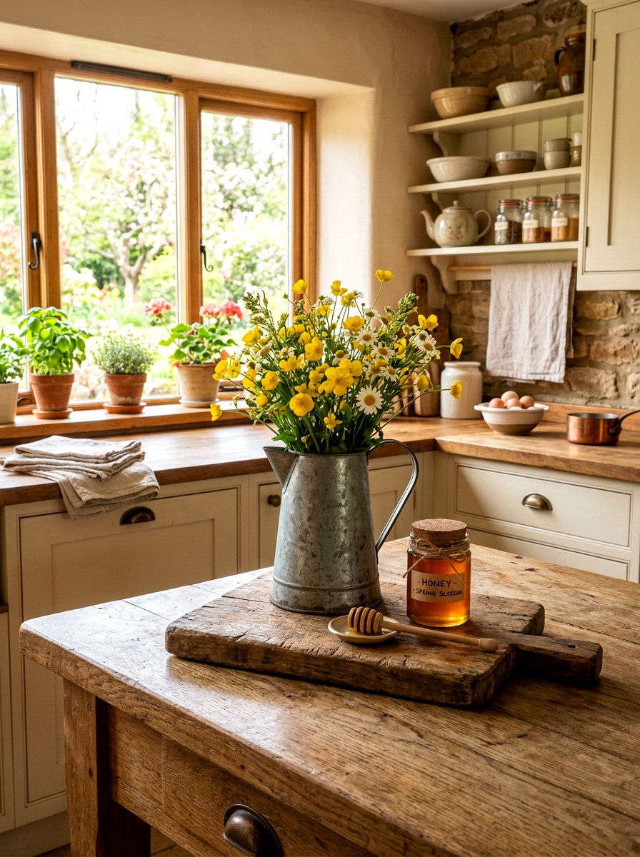 Metal Pitcher Display - 25 Spring Cutting Board Decor Ideas