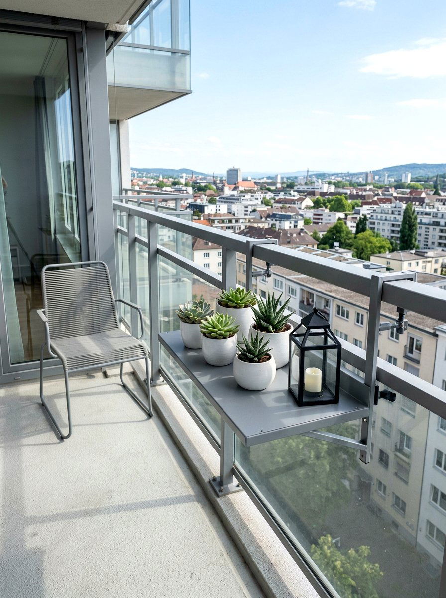 Metal Railing Shelf - 25 Spring Balcony Railing Decor Ideas