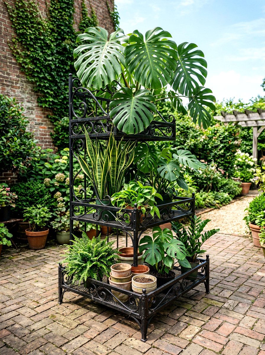 Metal Tiered Plant Stand - 25 Spring Plant Shelf Ideas