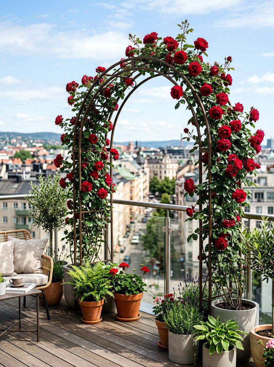 Metal Trellis With Climbing Roses - 25 Spring Floral Arch Ideas