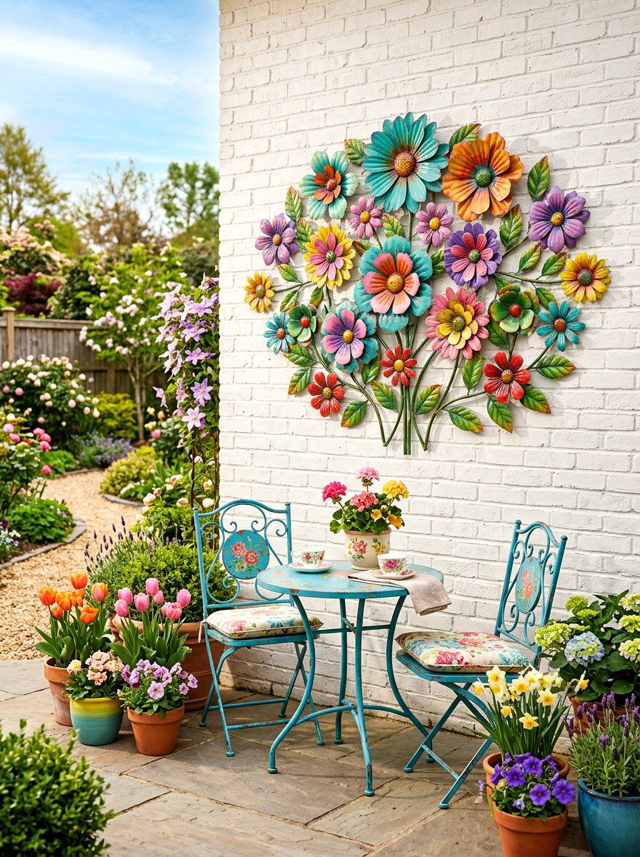 Metal Wall Flower - 25 Spring Outdoor Wall Decor Ideas