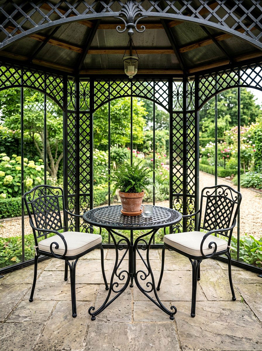 Metal bistro set - 25 Spring Gazebo Decor Ideas