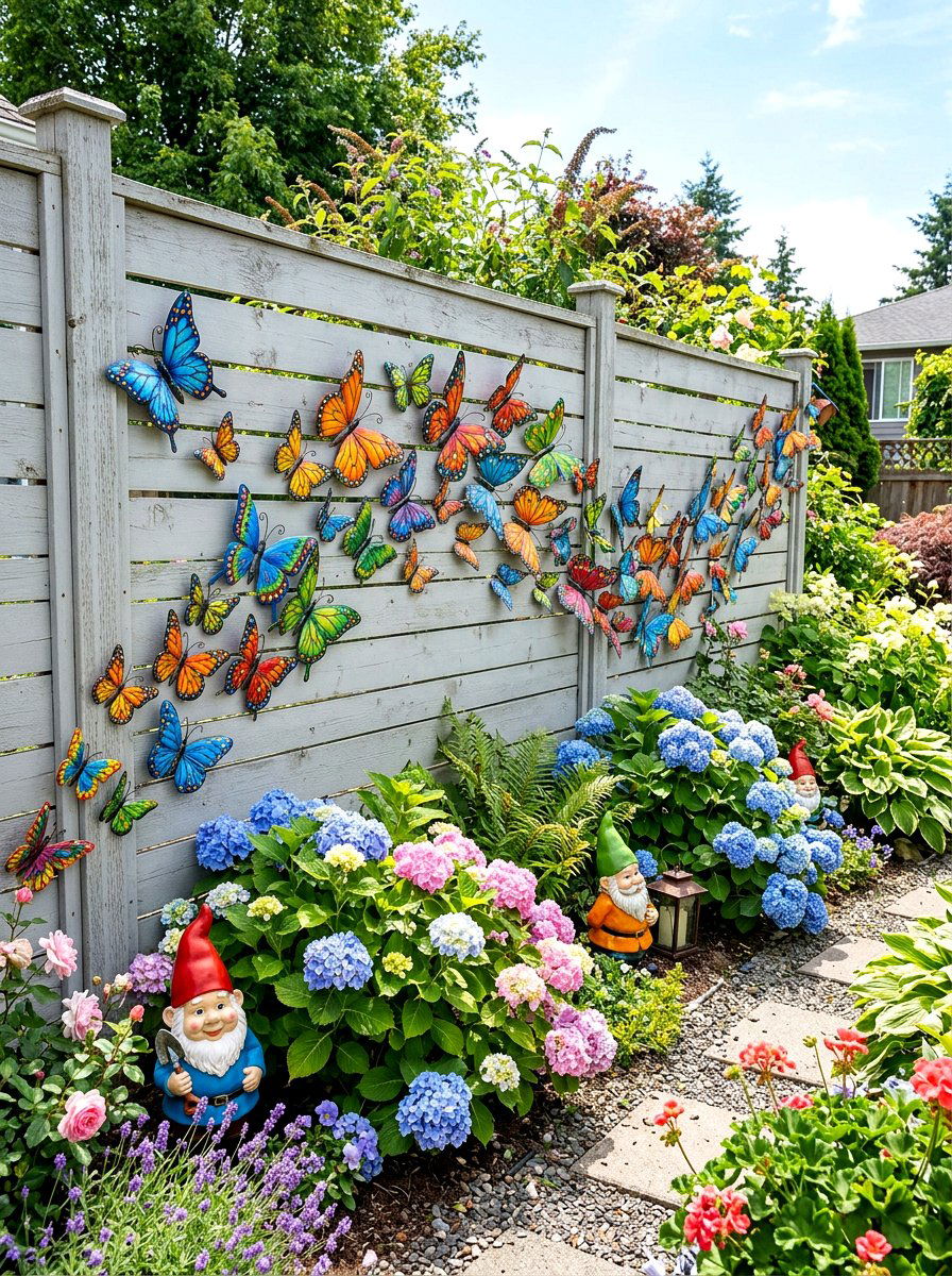 Metal butterfly wall decor - 25 Spring Garden Fence Decor Ideas