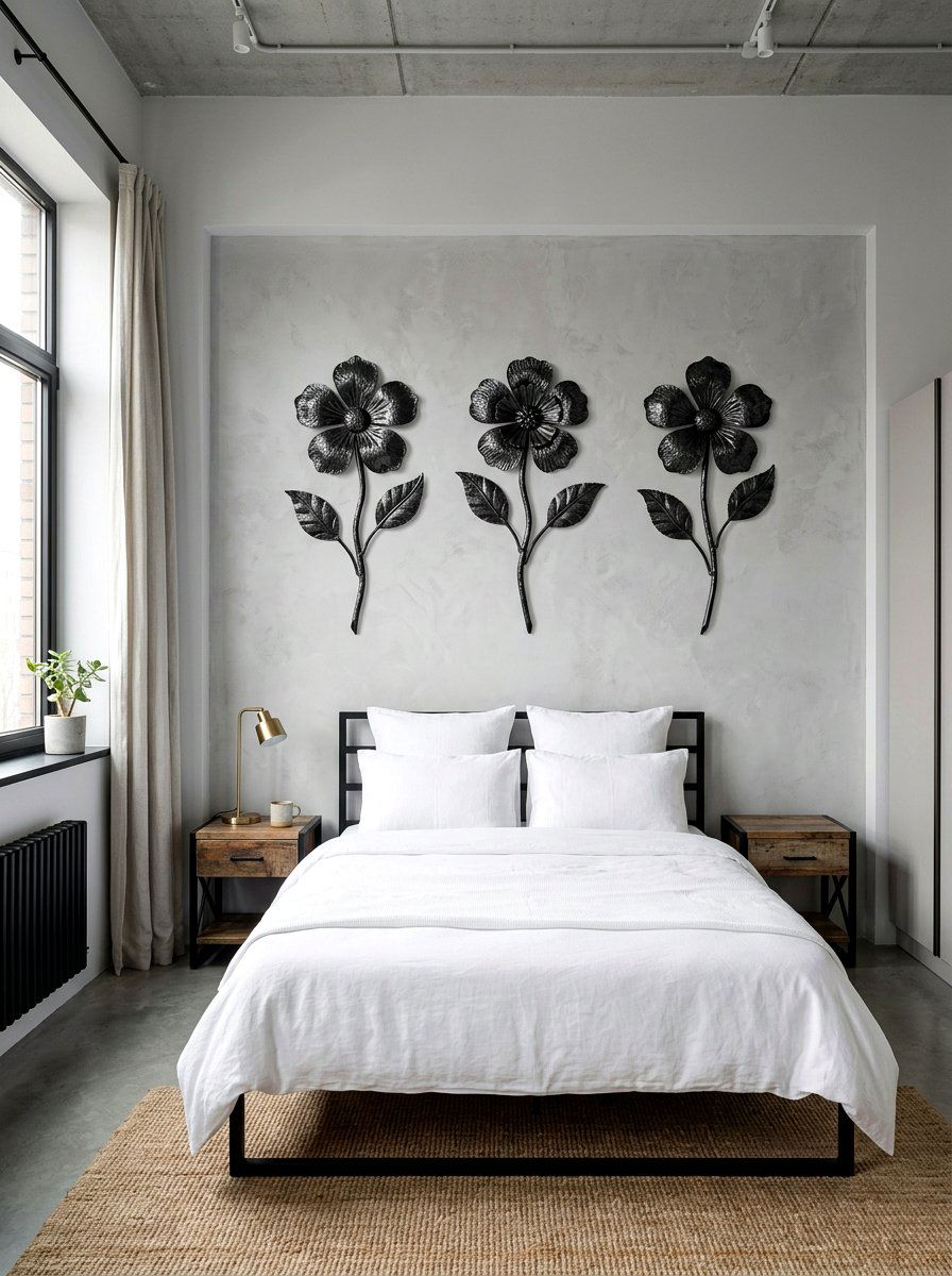 Metal floral art - 25 Spring Bedroom Wall Decor Ideas