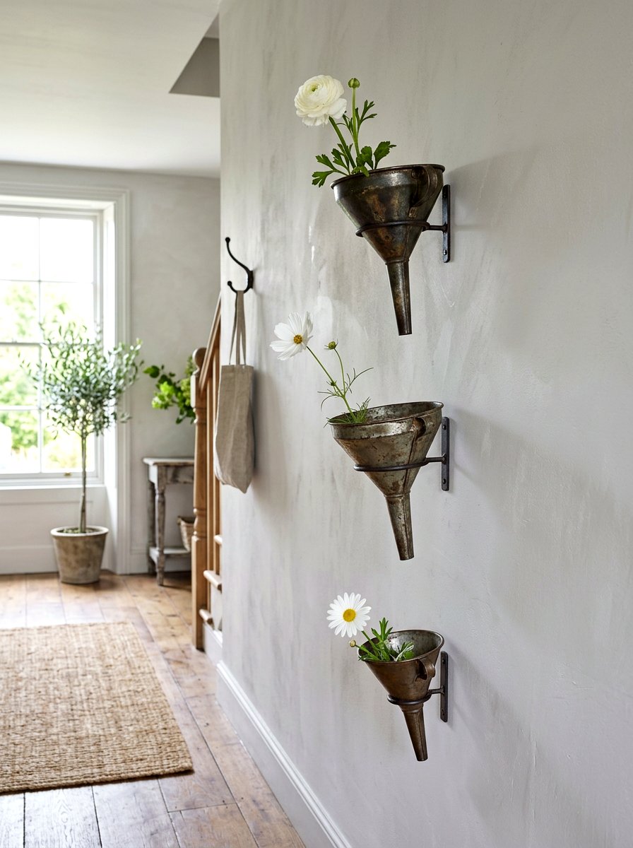 Metal funnel wall vase - 25 Spring Galvanized Decor Ideas