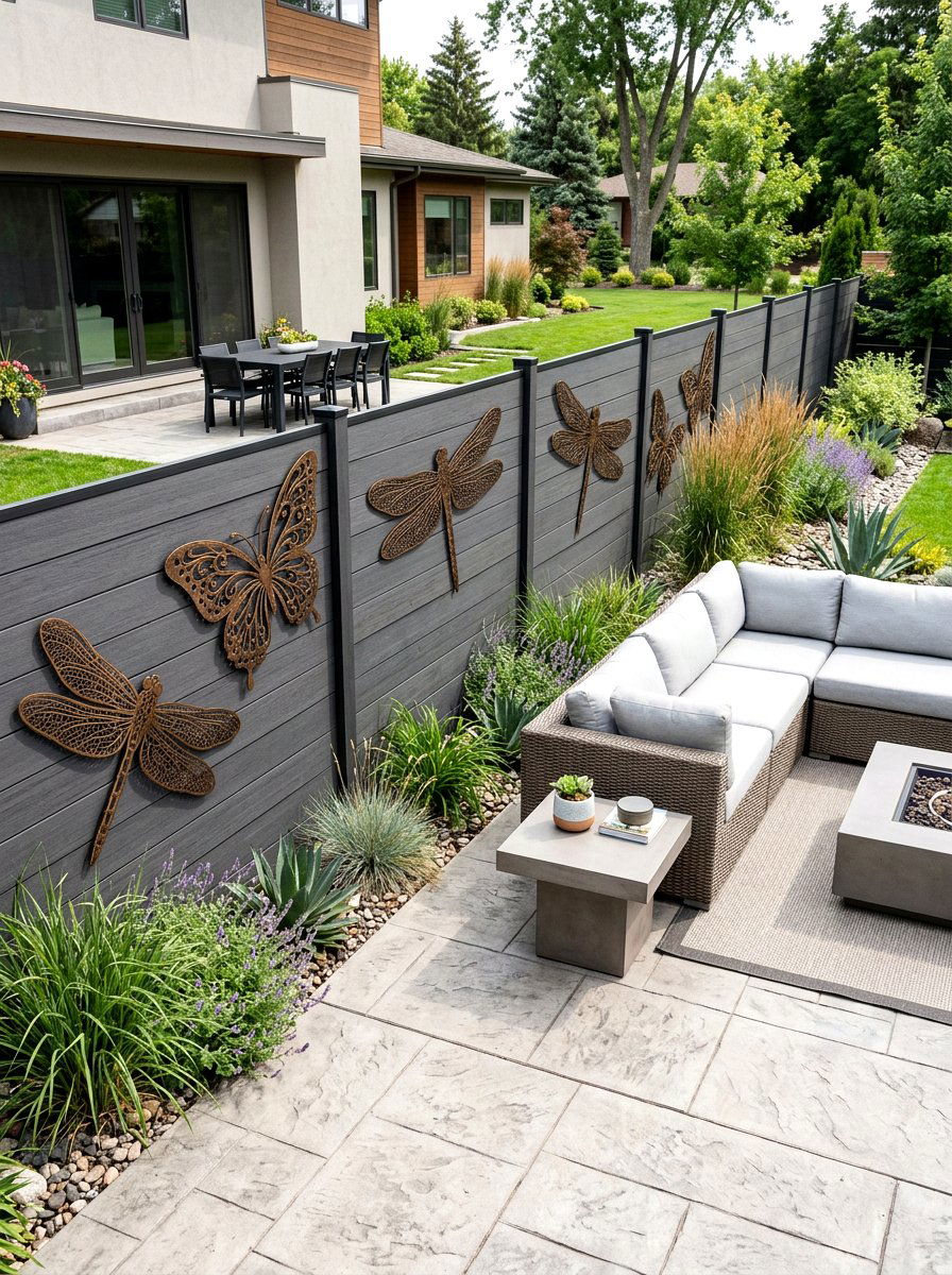Metal garden art - 25 Spring Fence Line Decor Ideas