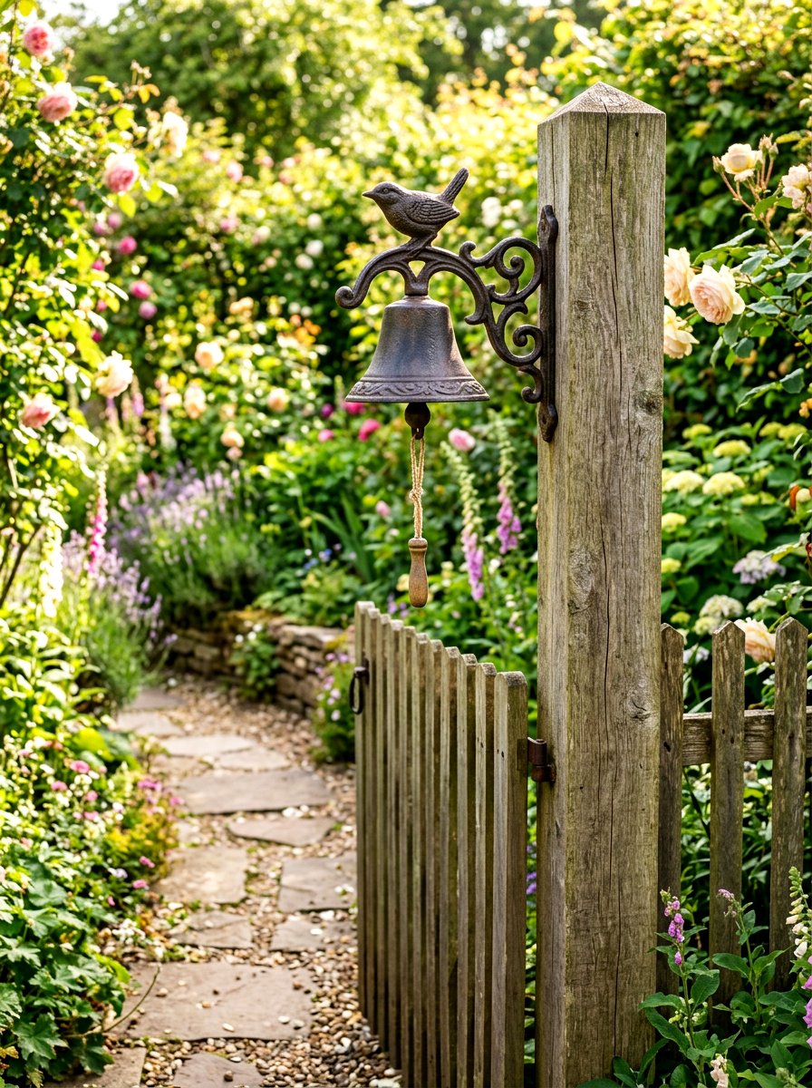 Metal garden gate bell - 25 Spring Garden Gate Decor Ideas