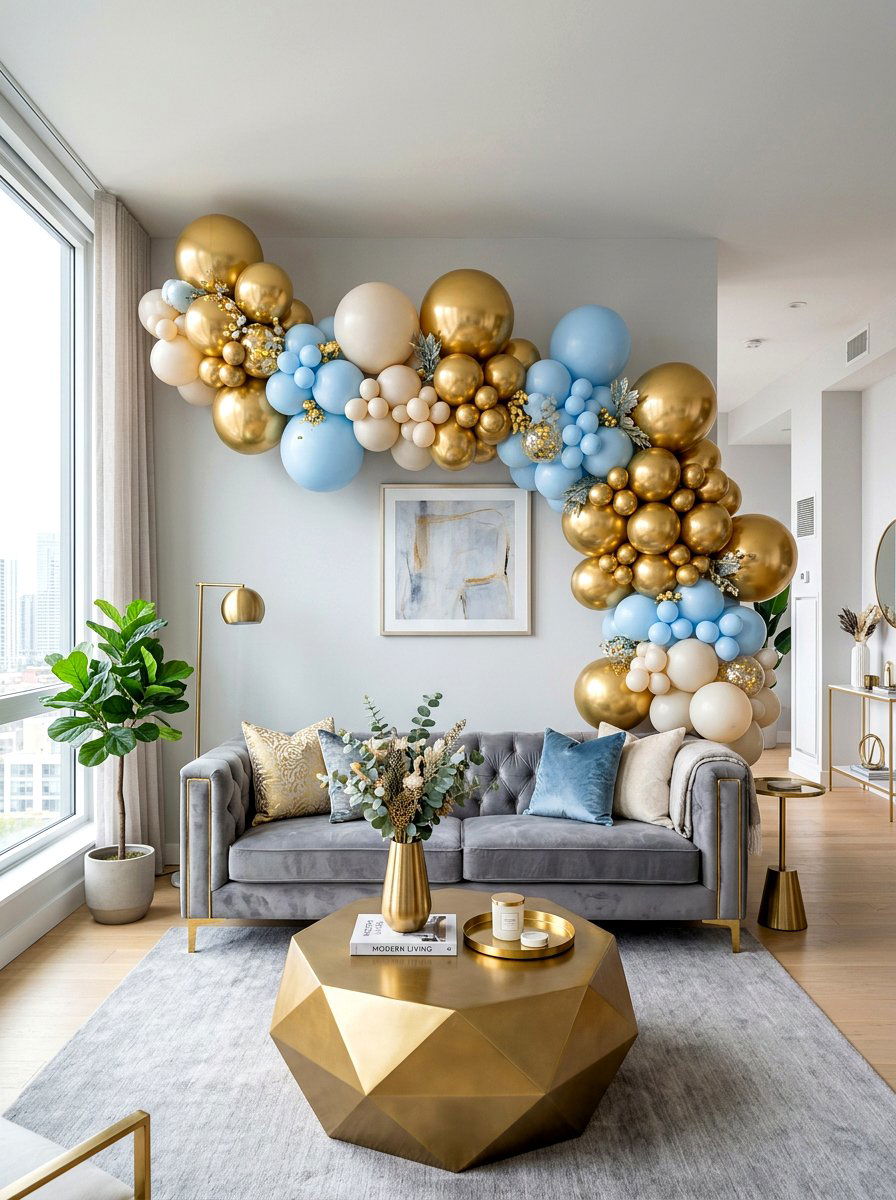 Metallic Gold And Pastel Balloon Garland - 25 Spring Balloon Garland Ideas