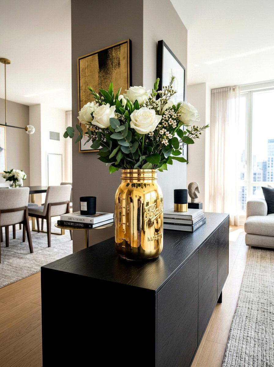 Metallic gold mason jar vase - 25 Spring Mason Jar Vase Ideas