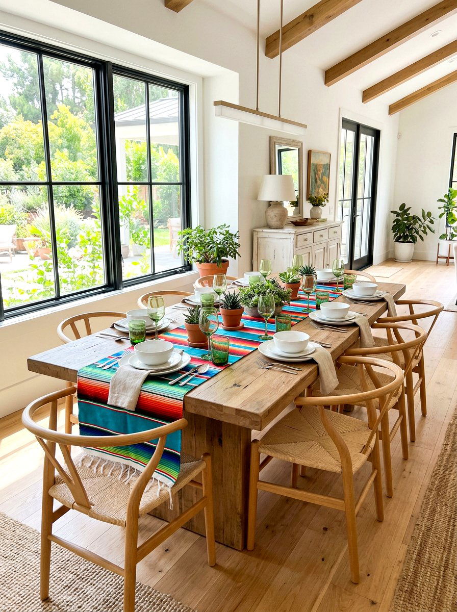 Mexican Serape Table Runner - 25 Spring Cinco de Mayo Decor Ideas