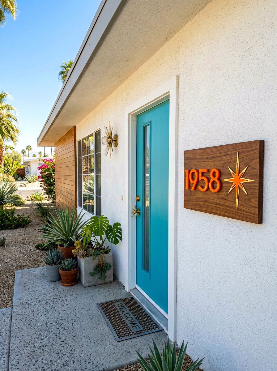 Mid Century Modern Address Plate - 25 Spring House Number Decor Ideas