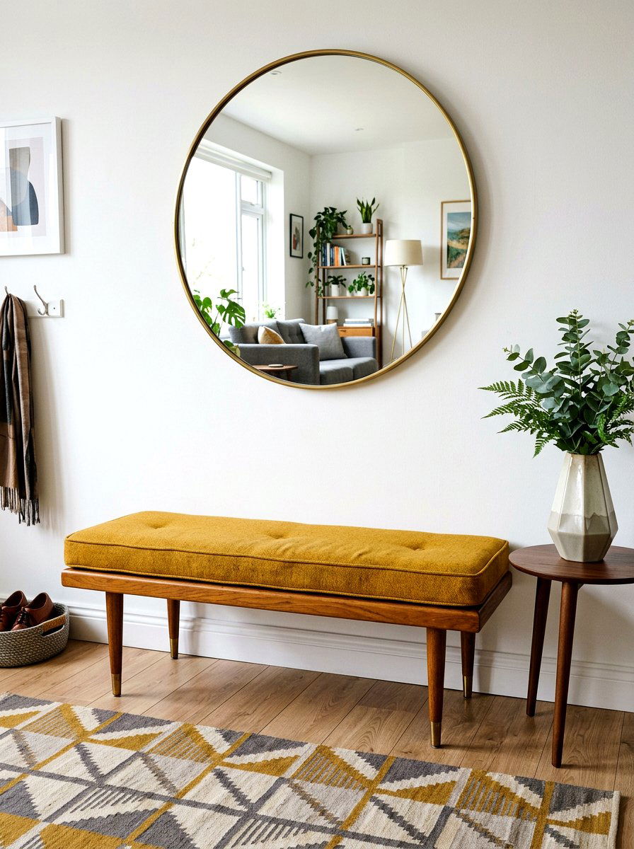 Mid Century Modern Bench - 25 Spring Entryway Bench Decor Ideas