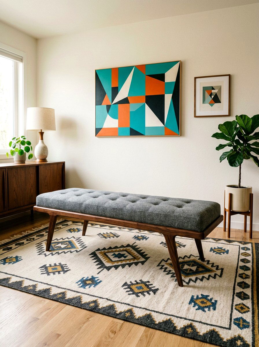 Mid Century Modern Bench - 25 Spring Bedroom Bench Ideas