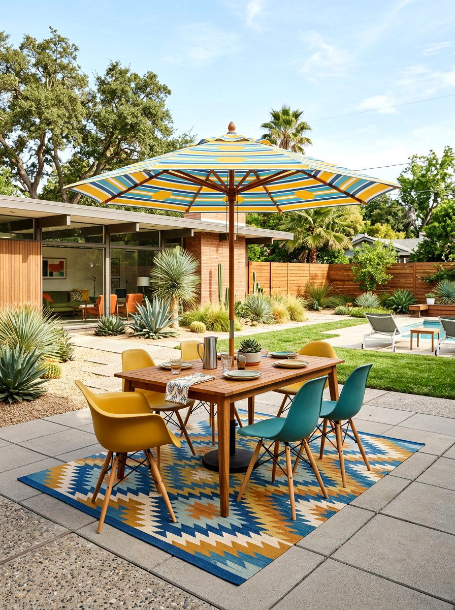 Mid Century Modern Patio - 25 Spring Outdoor Dining Decor Ideas