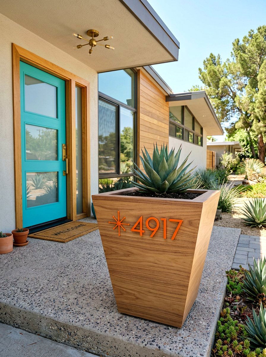 Mid Century Modern Tapered Address Box - 25 Spring Address Planter Ideas