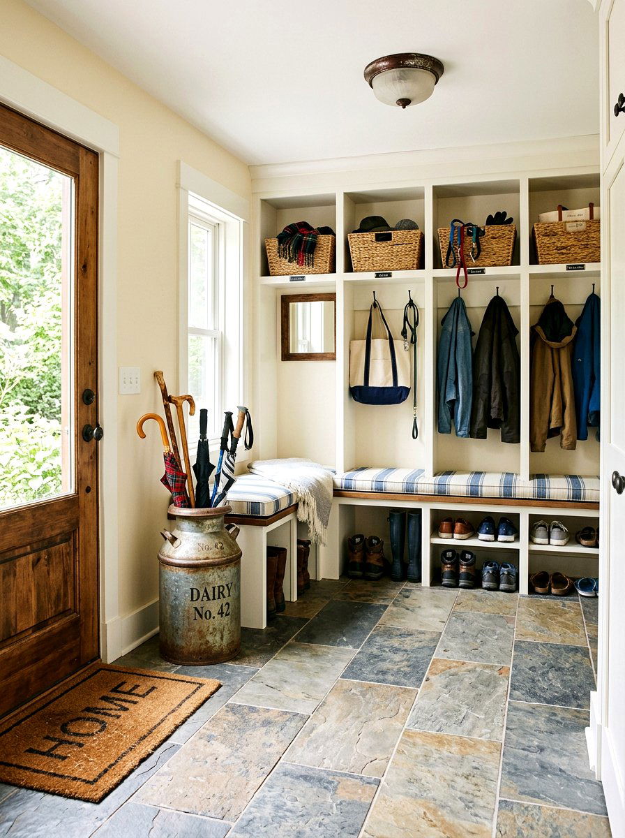 Milk Can For Mudroom Organization - 25 Spring Milk Can Decor Ideas