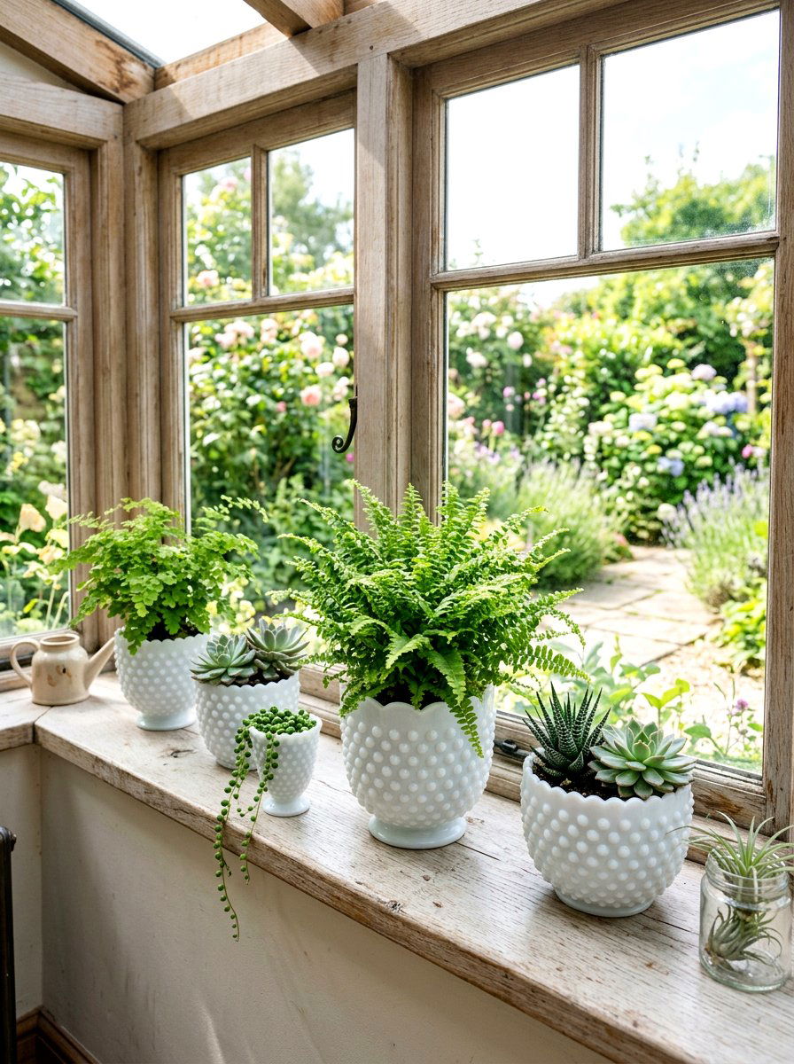 Milk Glass Hobnail Planter - 25 Spring Milk Glass Decor Ideas